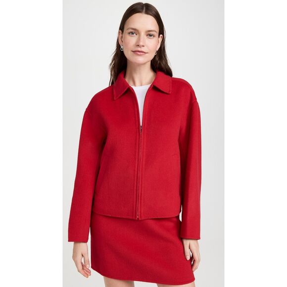 New $198 Madewell Wool Blend Double-Faced Rounded-Sleeve Jacket in Red Large - Picture 5 of 8